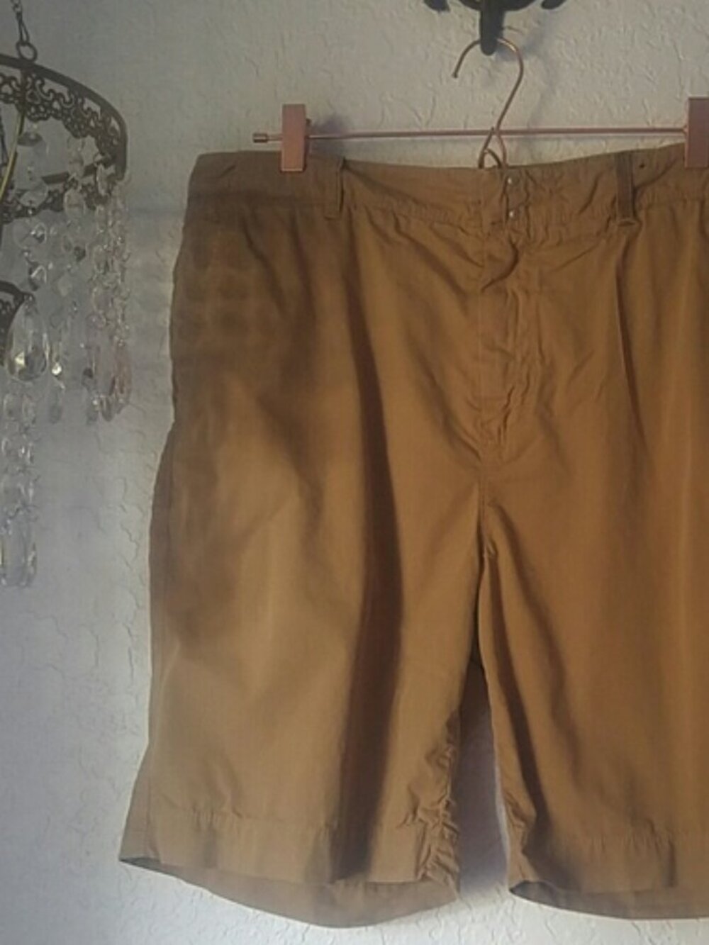 Saltaire SZ 36 Y2K Tan Cotton Chino Flat Front Cargo Shorts